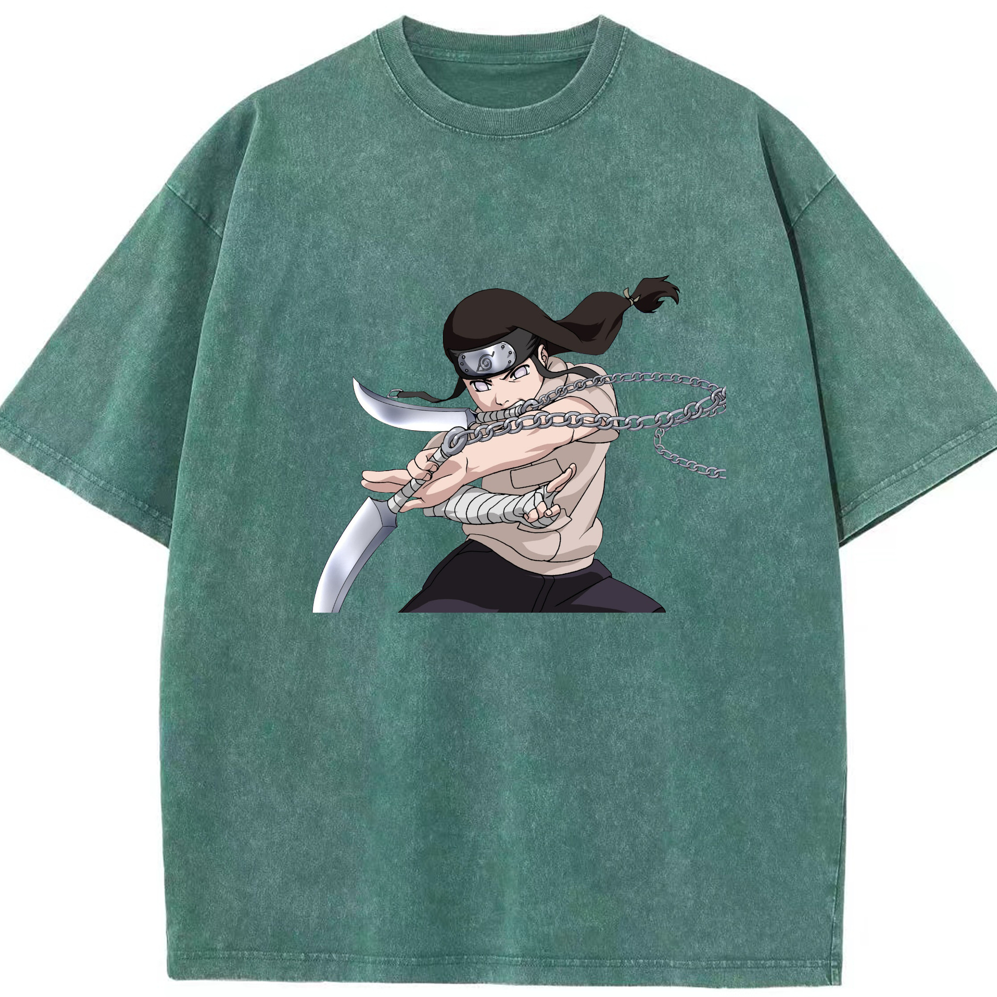 （画像用） NARUTO -ナルト- 日向ネジ Hyūga Neji 綿100% ヴィンテージ風 半袖Tシャツ（フロントプリント）